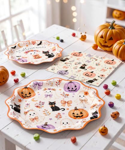 150Pcs Heavy-duty Halloween Plates and Napkins Set Disposable Paper