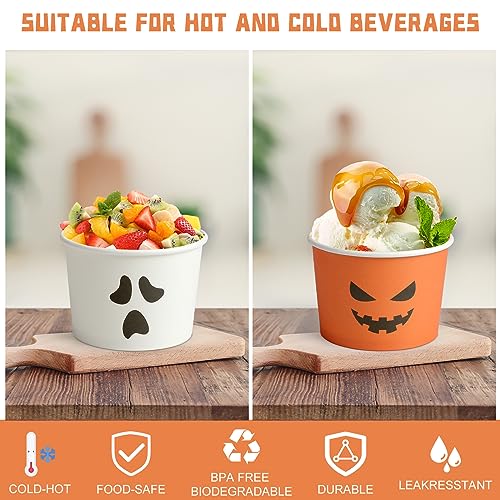 150 Pack Halloween Snack Cups 8oz Disposable Pumpkin Ghost Paper Bowls
