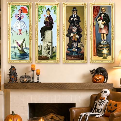 Halloween Decorations 4-Piece Spooky Mansion Banner Set Indoor Outdoor