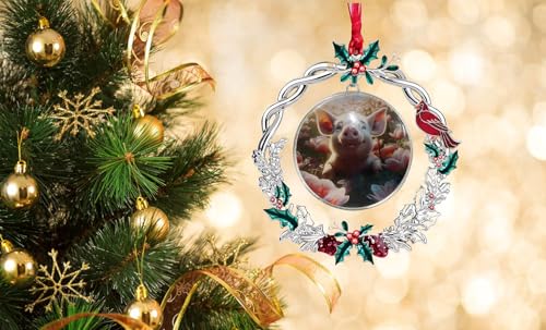 Cute Pig Christmas Ornament - Festive Glass Holiday Decor for Tree & Wreath
