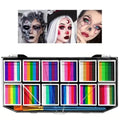 12-Panel Water-Activated Face & Body Paint Palette - Non-Toxic Rainbow Makeup for Halloween & Events