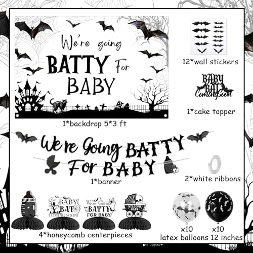 Halloween Baby Shower Bat & Ghost Decoration Kit - Spooky Gothic Party Supplies