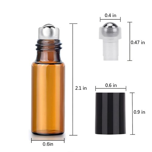 Easytle 96 Pack Essential Oil Roller Bottles, Amber Glass Roller Bottles 5ml, Roller Balls for Essential Oils, Roll on Bottle (384 Pieces Labels, 16 Funnels, 16 Dropper, 8 Opener)