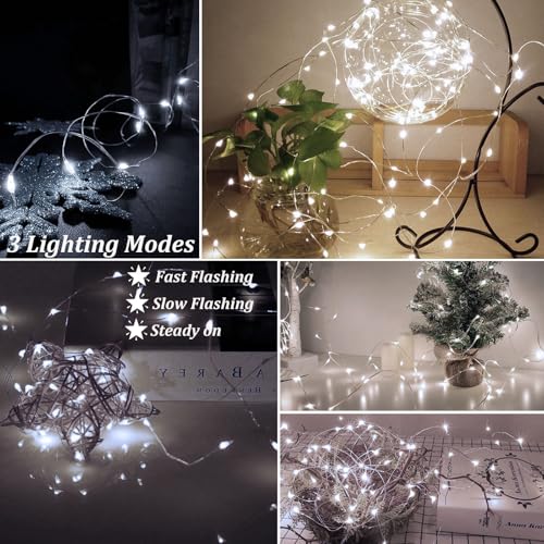 White 48 Pack LED Fairy String Lights Waterproof Battery Operated 7ft for Wedding Party Garden