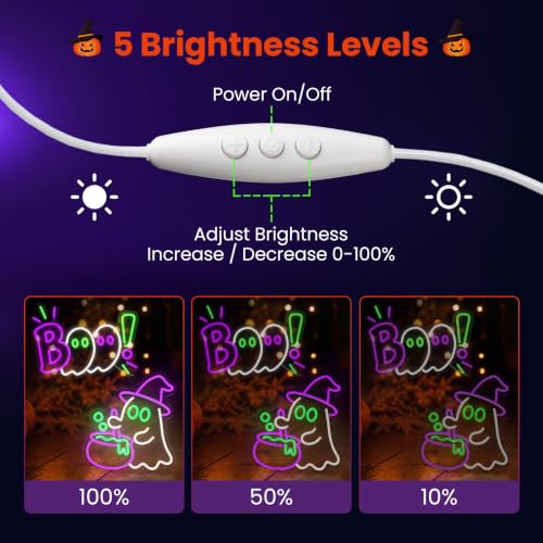 Halloween Neon Sign 2 Pack - Ghost & BOO LED Neon Light Set - Festive Decor