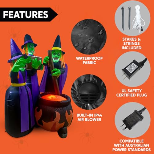 6 FT Halloween Inflatable Witch Cauldron with LED Lights Outdoor Yard Decor