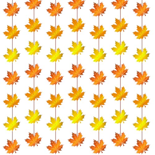 Fall Maple Leaves Garland Set - Pre-Strung Autumn Decor, 12 Strands