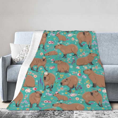 Capybara Plush Blanket 60x50 Inches for Capybara Lovers - Gift for Kids and Adults - Variation of Capybara 2