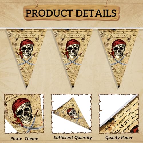Pirate Party Banner Set - 60 Pcs 49 Feet Pirate Flags for Themed Celebrations
