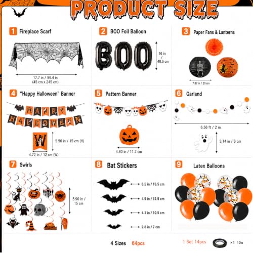 Halloween Party Decoration Set - 101Pcs Spooky Indoor Decor with Banner Ghost Bat Web