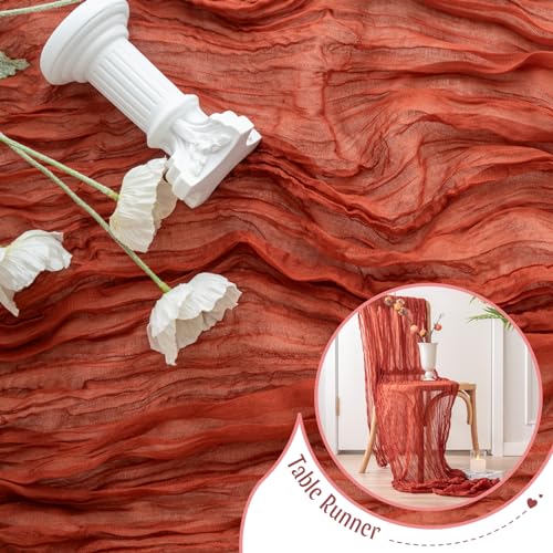 Terracotta Cheesecloth Table Runner 10ft Rustic Wedding Party Home Decor - 1pc