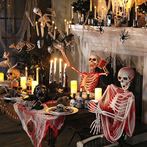 Red Halloween Spider Web 4 Pack Creepy Gauze Fabric for Haunted House & Yard Decor