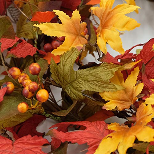 20-Inch Fall Wreath for Front Door - Autumn Maple Leaves Decor for Thanksgiving & Halloween