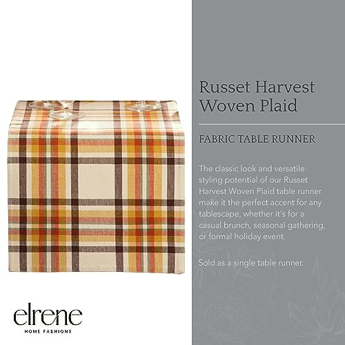Woven Plaid Table Runner - Fall Harvest Cotton Decor, 13x70 Inches