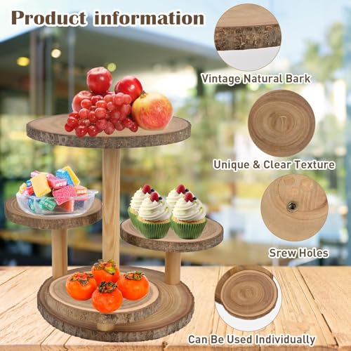 Wooden Cupcake Stand Display 4-Tier Rustic Dessert Cake Organizer for Weddings & Parties