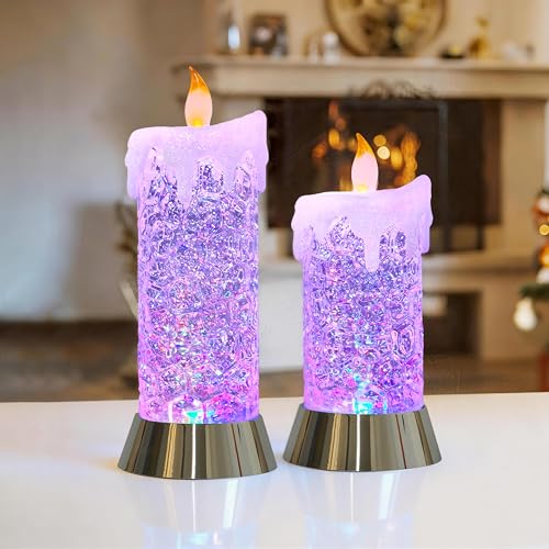 8.65-Inch Lighted Acrylic Flameless Candle Swirling Glitter Globe - Figurine