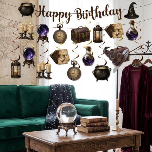 Multicolor Magical Birthday Party Decorations Banner & Hanging Swirls Set