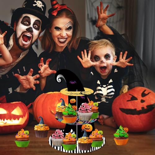 Black 3-Tier Cupcake Stand for Halloween Christmas Birthday Party Decorations