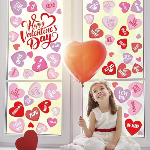 Valentine's Day Window Clings - Romantic Love Heart Stickers for Home & Office Decor, 6 Sheets
