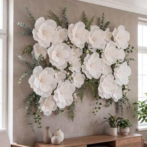 White 96 Pcs Giant Paper Flowers Set - Large Crepe Flower Decor