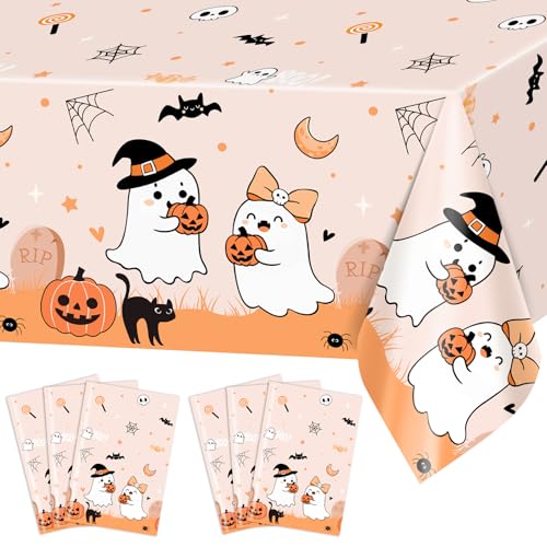 Halloween Tablecloths 6 Pack - Orange, Ghosts & Pumpkins, 274 x 137 cm