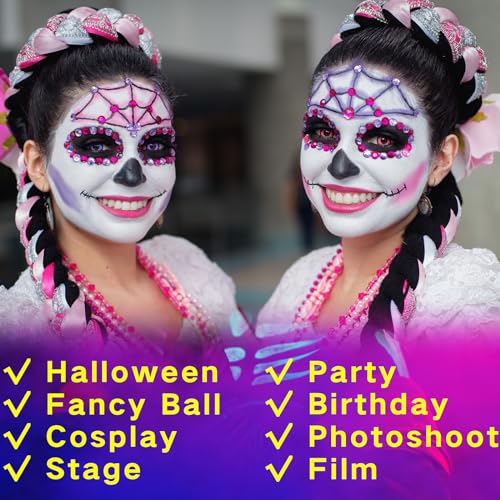 Halloween Face Paint Kit with Black and White Face Paint, Setting Powder & Sponge - Unisex SFX Makeup