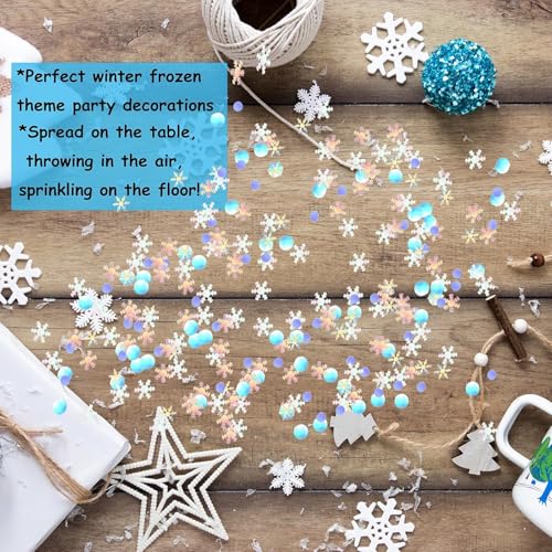 Snowflake Confetti - 1500pcs Silver Laser Snowflakes for Winter Wedding Birthday Party