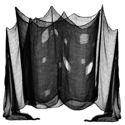 Halloween Creepy Cloth - Black Gauze Spooky Fabric 200 x 80 Inch - Haunted House Decor