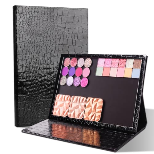 Large Magnetic Makeup Palette with Foldable Stand - Holds 60 Pans, Black