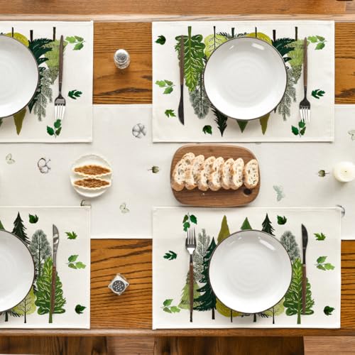 12x18 Inch Rectangular Placemats Set of 4 - Spring Leaves Table Decor
