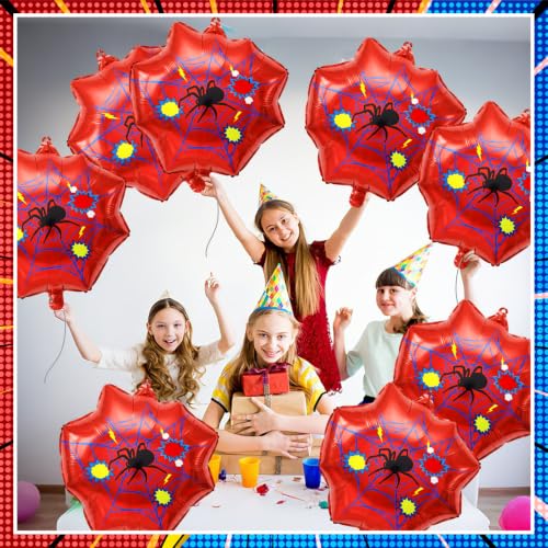 Spider Web Balloon Set - 8 Foil Balloons for Halloween & Party Decor (Spider Theme)
