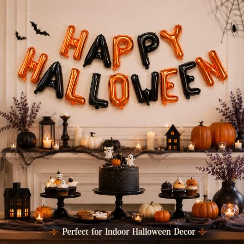Halloween Balloons Banner 16 Inch Foil Inflatable Party Decorations Orange Black