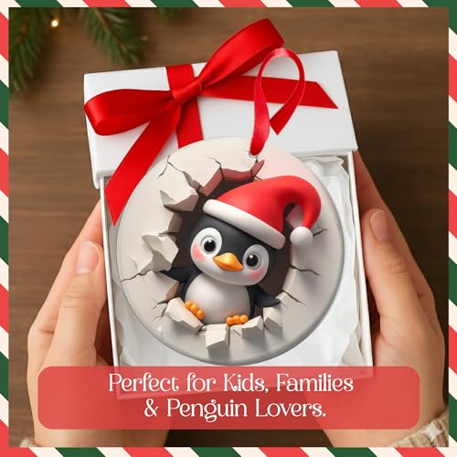 Penguin Christmas Ornament 2D - Cute Animal Holiday Decor, Variation 13