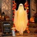 Halloween Decorations Light Up Swinging Ghost on Swing - 6.6 Ft Outdoor Porch Accent with Maple Leaves - Variation 30