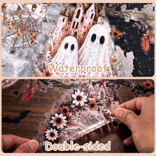 Brown White Halloween Ghost Garland Waterproof Decor for Indoor & Outdoor Use - 6m