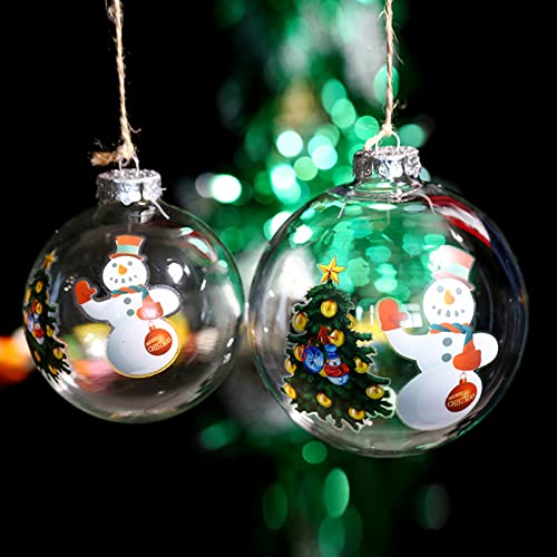 12 Pcs Clear DIY Fillable Christmas Ornaments 60mm Plastic Baubles for Holiday Decor
