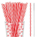 Reusable Candy Cane Straws Set - Red & White Holiday Drinking Straws, 25 Pack