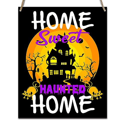 Halloween Rustic Wood Sign - Funny Haunted House Wall Decor 8x10 Inches