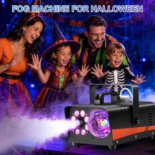 800W Fog Machine with 4500 CFM Output, Disco Lights & Remote Control for Parties