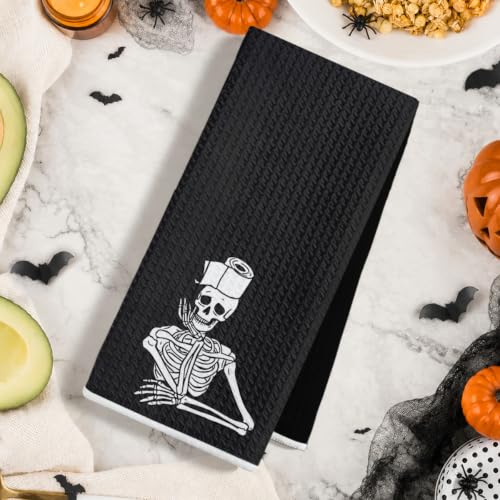 Jztco 3 Pcs Funny Skeleton Hand Towels - Skull Halloween Kitchen Dishcloths - Multi 1445
