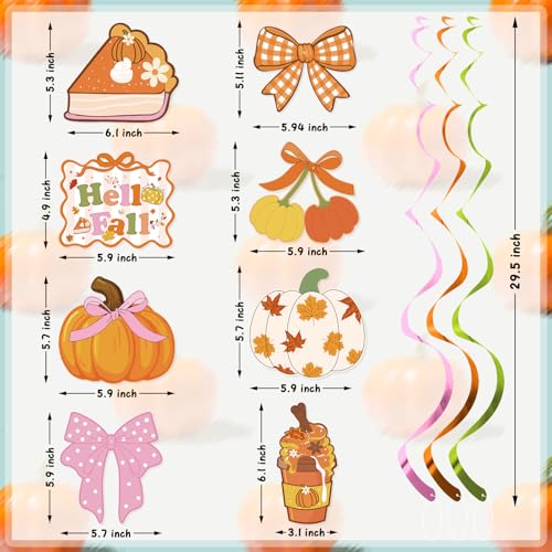 Fall Party Decorations Hanging Swirl Ceiling Decor Pumpkin Bows Thanksgiving