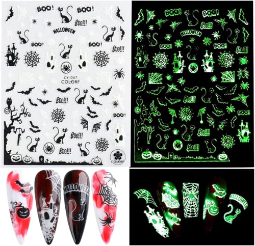 Halloween Luminous Nail Stickers Set - Alien, Ghost, Skull, Pumpkin Style 5