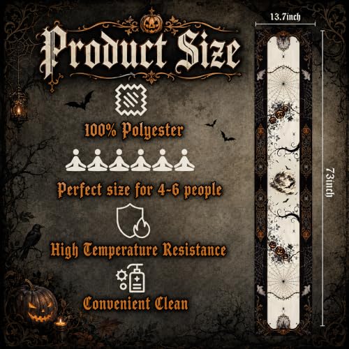 Halloween Gothic Pumpkin Ghost Spider Web Table Runner - OHOME Halloween Decorations