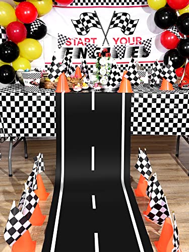 Race Car Party Supplies Set with Track, Flags & Cones - Kids Event Decorations