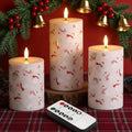 Eywamage Bear Winter Christmas LED Pillar Candles with Remote - Set of 3