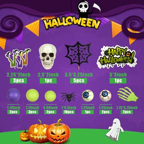 Halloween Cake Topper Skull Spider Webs Eyeballs Foam Balls Decorations