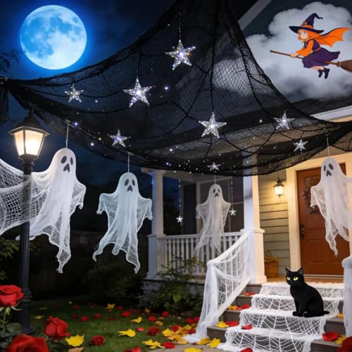 Halloween Decorations Outdoor Indoor Creepy Cloth Set - Black & White, 6 Pieces, 30x72 Inch