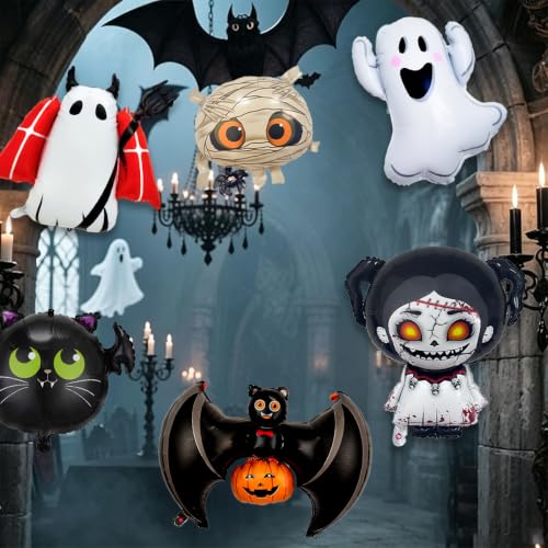 Halloween Balloons with Ghost Bat Horror Doll Party Decorations - Set of 7