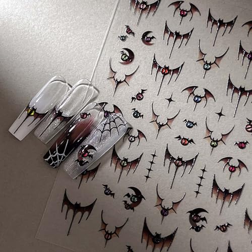 Halloween Bat Nail Stickers 5D Embossed Self-Adhesive Nail Art Decals - Halloween 01