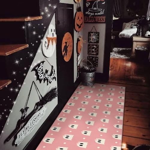 Halloween Kitchen Mat Set of 2 Polka Dots Spooky Ghost Floor Rugs Non-Slip Washable Home Decor 2026